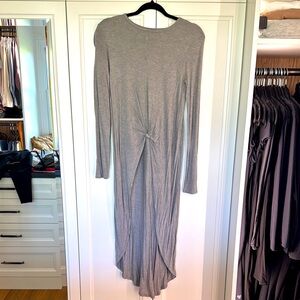 Zara Gray Asymmetrical Ruched Sheath Dress